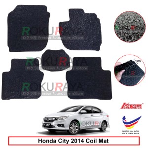Honda City (6th Gen) 2013 12mm Custom Fit Pre Cut PVC Coil Floor Mat Anti Slip Carpet Nail Spike (Black) (Kawata Made in Malaysia)